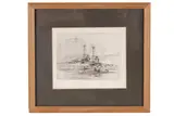 William Walcot, WWI Warship and a Submarine on the Firth of Forth