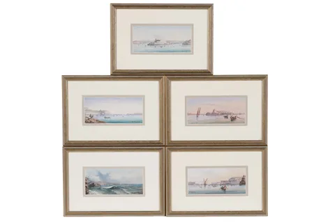 Vincenzo d'Esposito, Five Views of Malta, watercolour