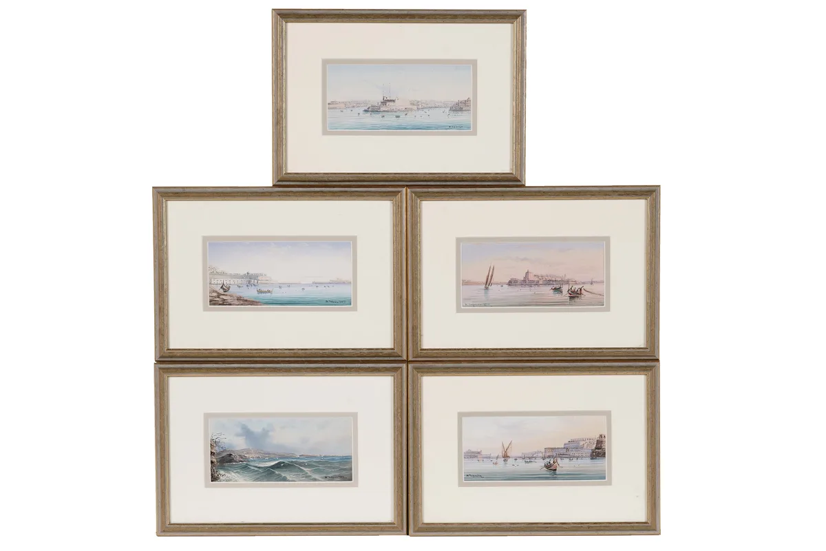 Five Views of Malta by Vincenzo d'Esposito, watercolour, sold Aug 2024