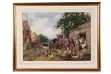 John Falconer Slater, Farmyard Stables with Shire horses and Chickens