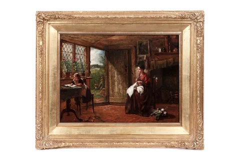 Joseph Moseley Barber, Mother and Daughter, oil on canvas
