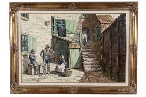 Ronald Lambert Moore, Respite from the Fish Quay, oil on board