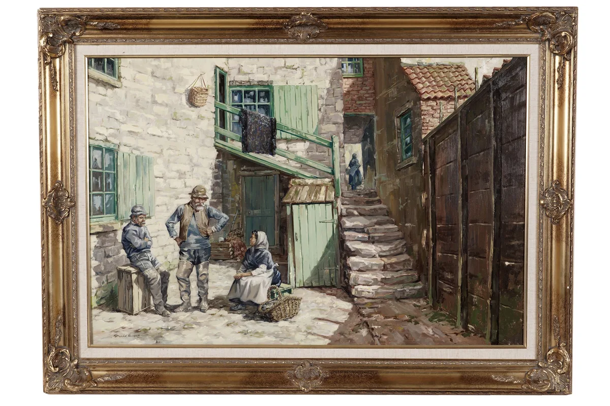 Ronald Lambert Moore, Respite from the Fish Quay, oil on board