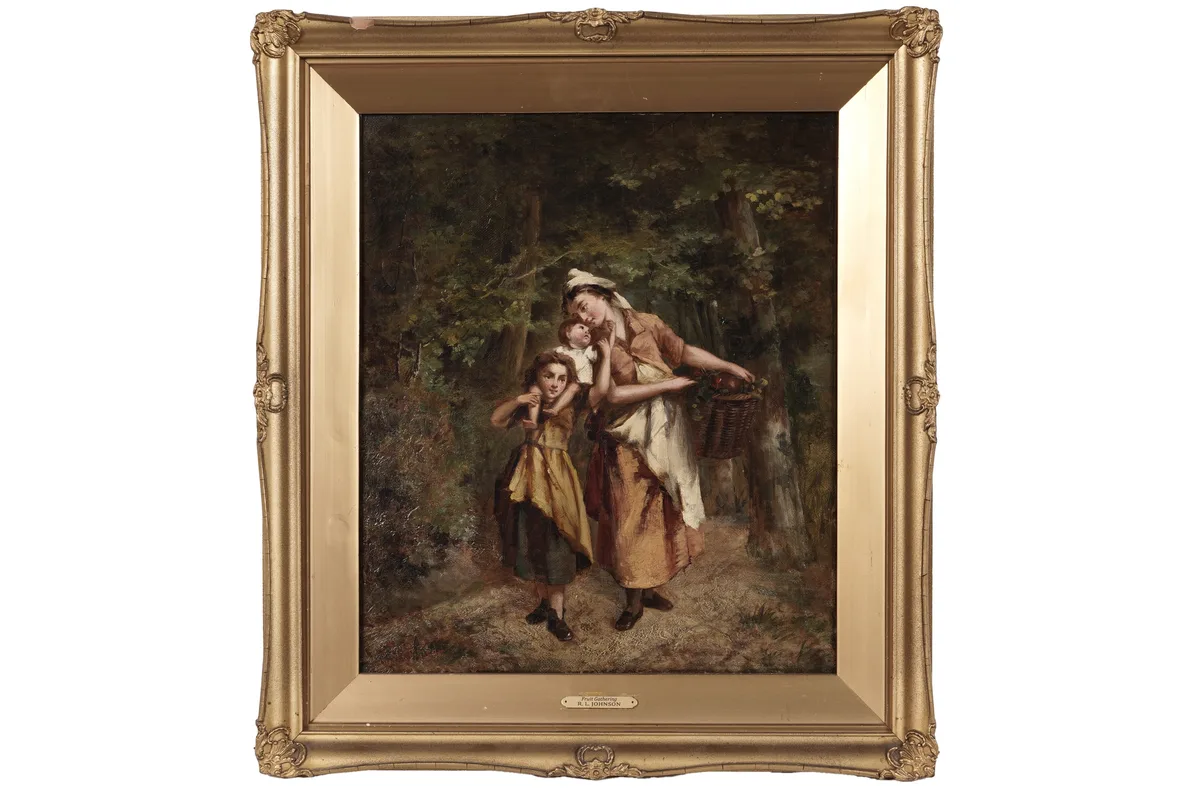 R. L. Johnson, Fruit Gathering, oil on canvas