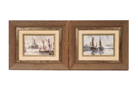 Cecil Peter Knox, Steam Boat & Barges, oil on board