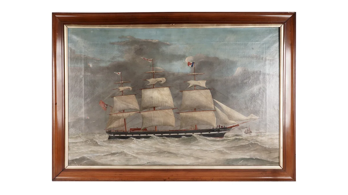 Charles Keith Miller, Portrait of a three-masted ship, oil on canvas