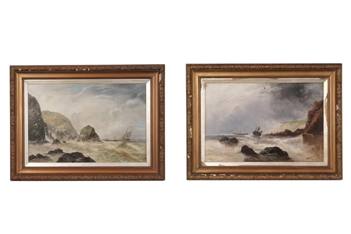 William Rogers, A pair of marine views, oil on canvas