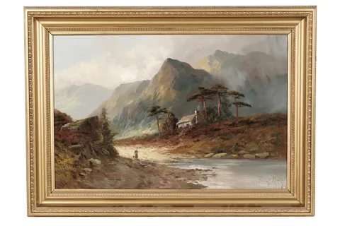 Aubrey Ramus, Highland View on the Shore of a Loch, oil on canvas