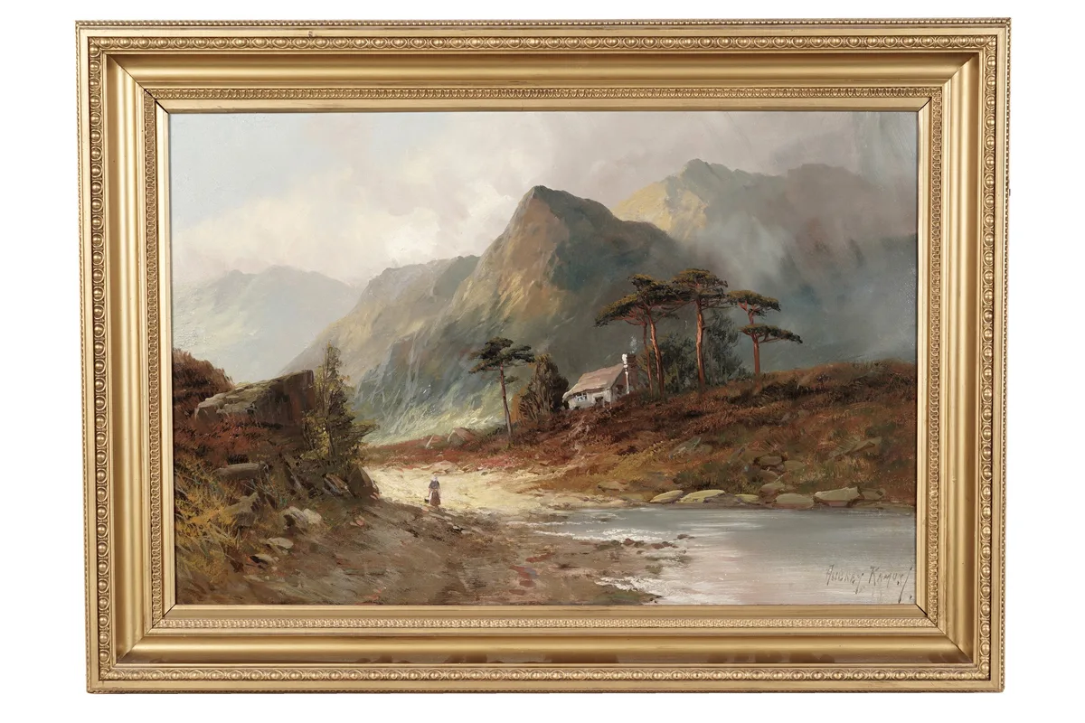 Aubrey Ramus, Highland View on the Shore of a Loch, oil on canvas
