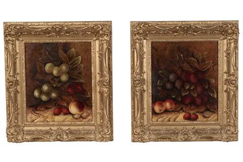 20th Century Continental, A Pair of Still Lifes with Fruit and Berries, oil on board