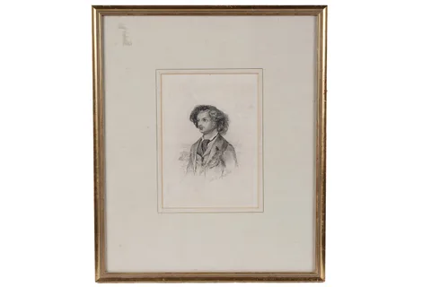 William Bell Scott, Algernon Charles Swinburne, Age 22, etching, proof state