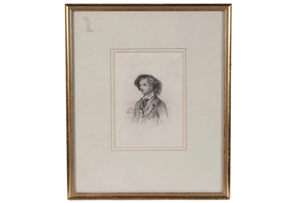 William Bell Scott, Algernon Charles Swinburne, Age 22, etching, proof state