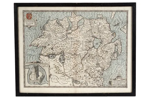 John Speede, The Province of Ulster, etching, hand-tinted