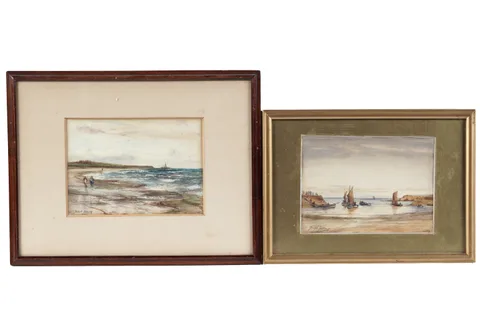 Cullercoats Harbour and North Shields Coastline by Joseph Jobling, watercolour, sold Aug 2024