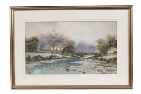 Edward Horace Thompson, Lakeland Landscape from the Prospect of a River, watercolour