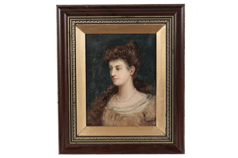 Portrait of a Young Gibson Girl by Dixon Clark, oil on board, sold Aug 2024