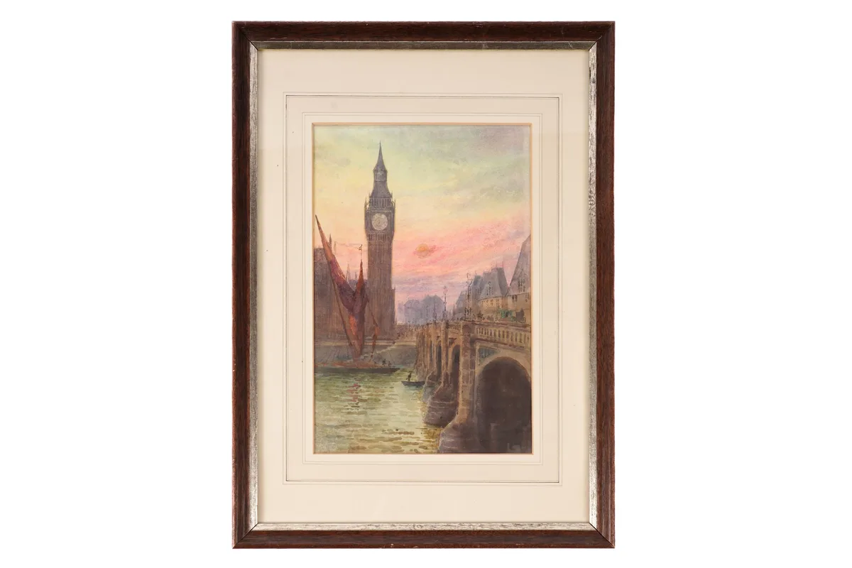 Louisa Simpkin, Westminster Bridge and "Big Ben, watercolour