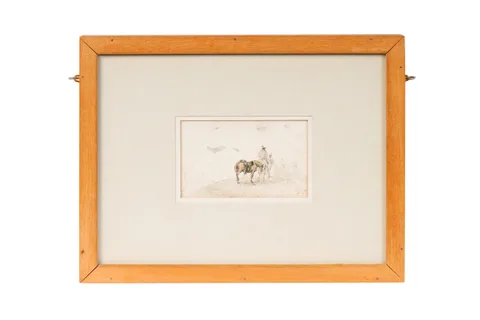 Alphonse Legros, Two figural studies from a sketchbook framed together, watercolour en grisaille