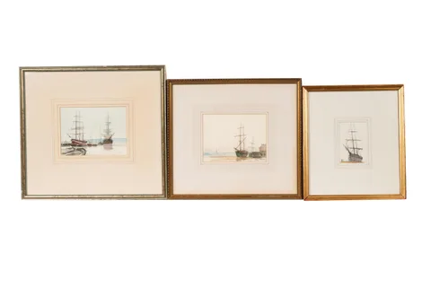 Cecil Peter Knox, Three marine views, watercolour
