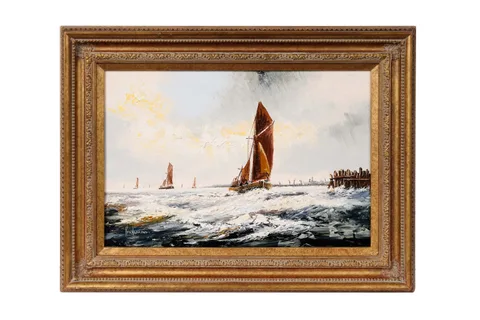 Ken Hammond, Ketches off Shore, oil on canvas