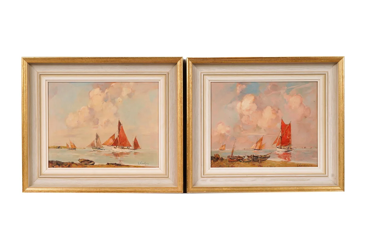 E. Nanthem, A Pair of French Marine Views, oil on panel