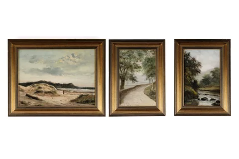 Anthony Graham, Northumbrian Coast, Dunkeld Road, and Houndean Warkworth, oil on board