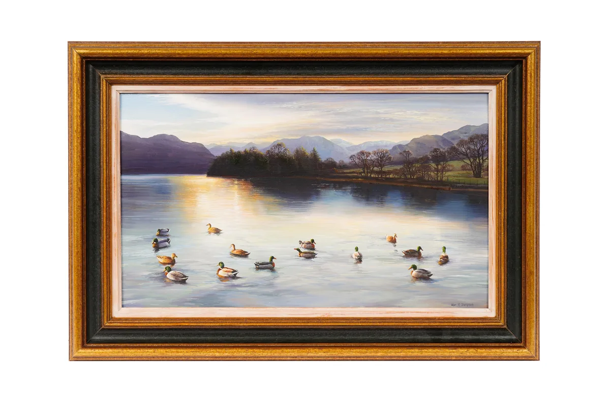 Alan R. Thompson, Mallards on Ullswater Near Aira Force, acrylic on board