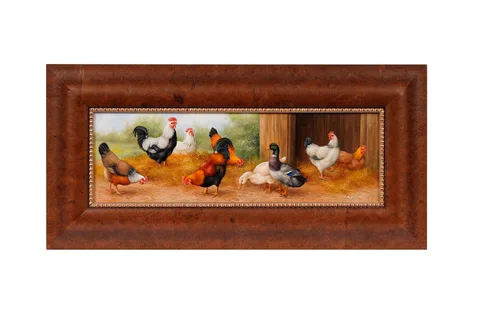 Carl Whitfield, Chickens and Ducks, oil on board