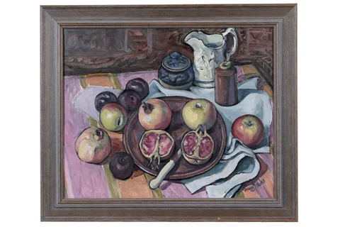 Mary Ross, Still Life with Pomegranates, oil on canvas