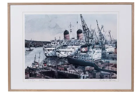 Richard Hobson, Tyne Dry Dock North Shields, pencil signed and titled to the margin