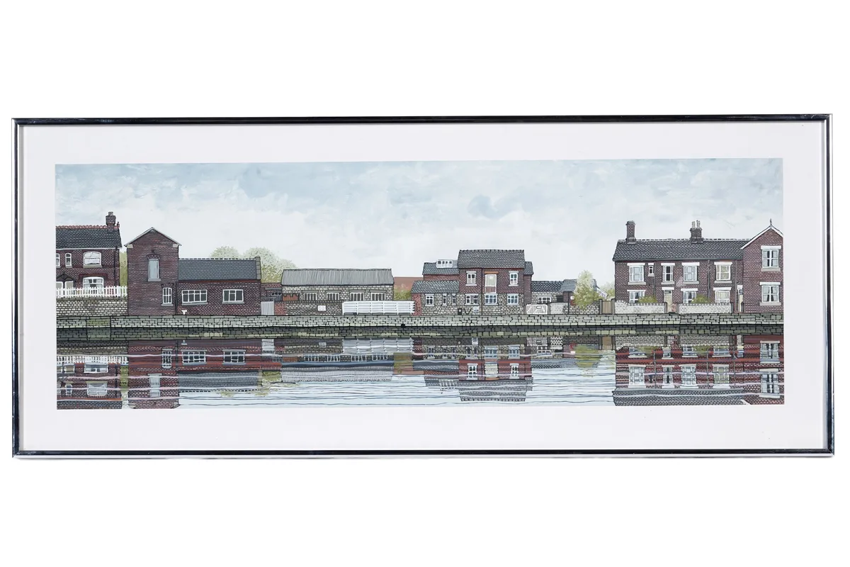Gerald Rickards, Along the Edge of the Canal, gouache
