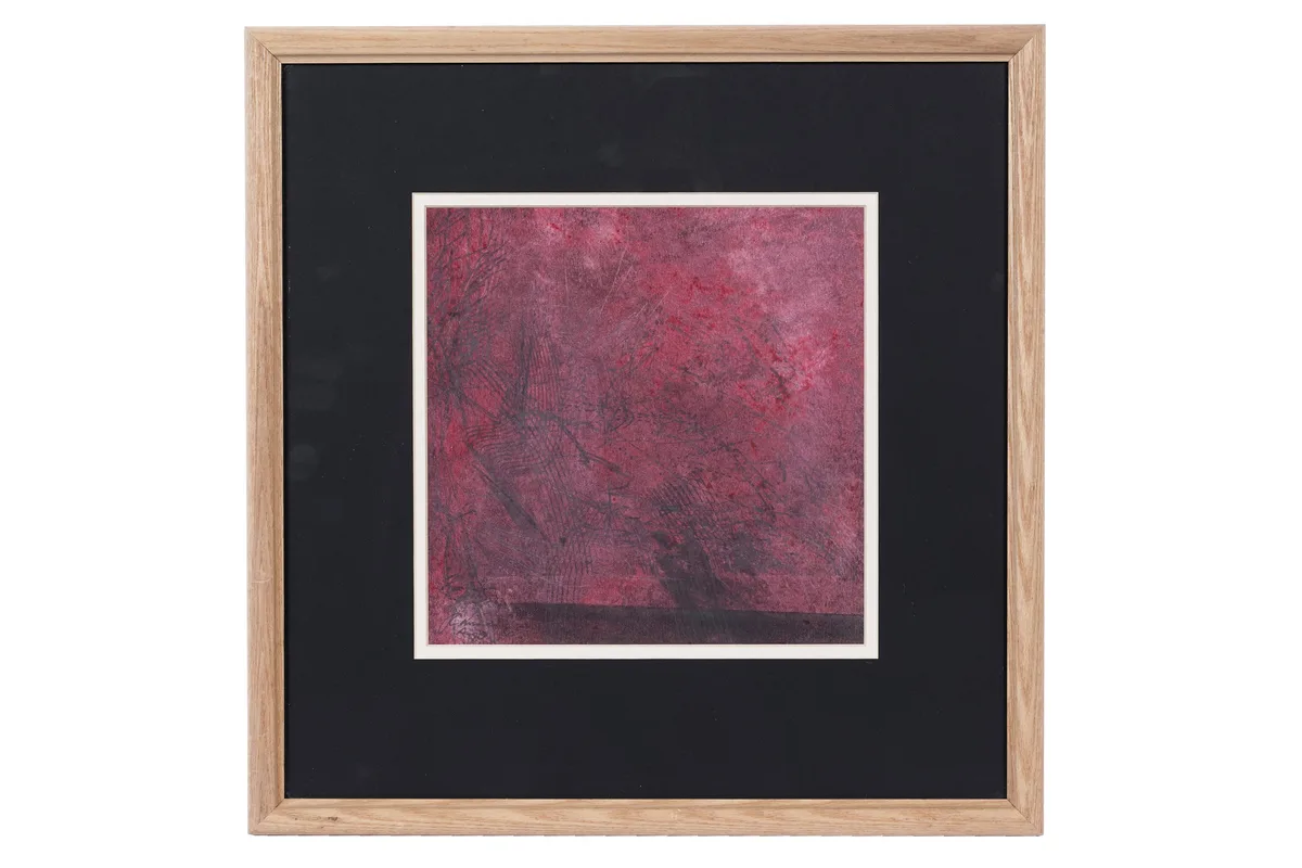 Composition in Red by 20th Century British, mixed media, sold Apr 2024