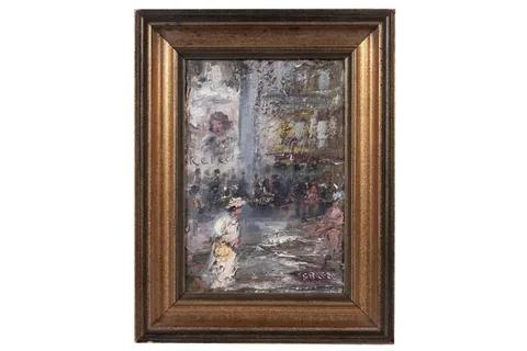 Frank Burke, Fleeting Moment on the Street, oil on board