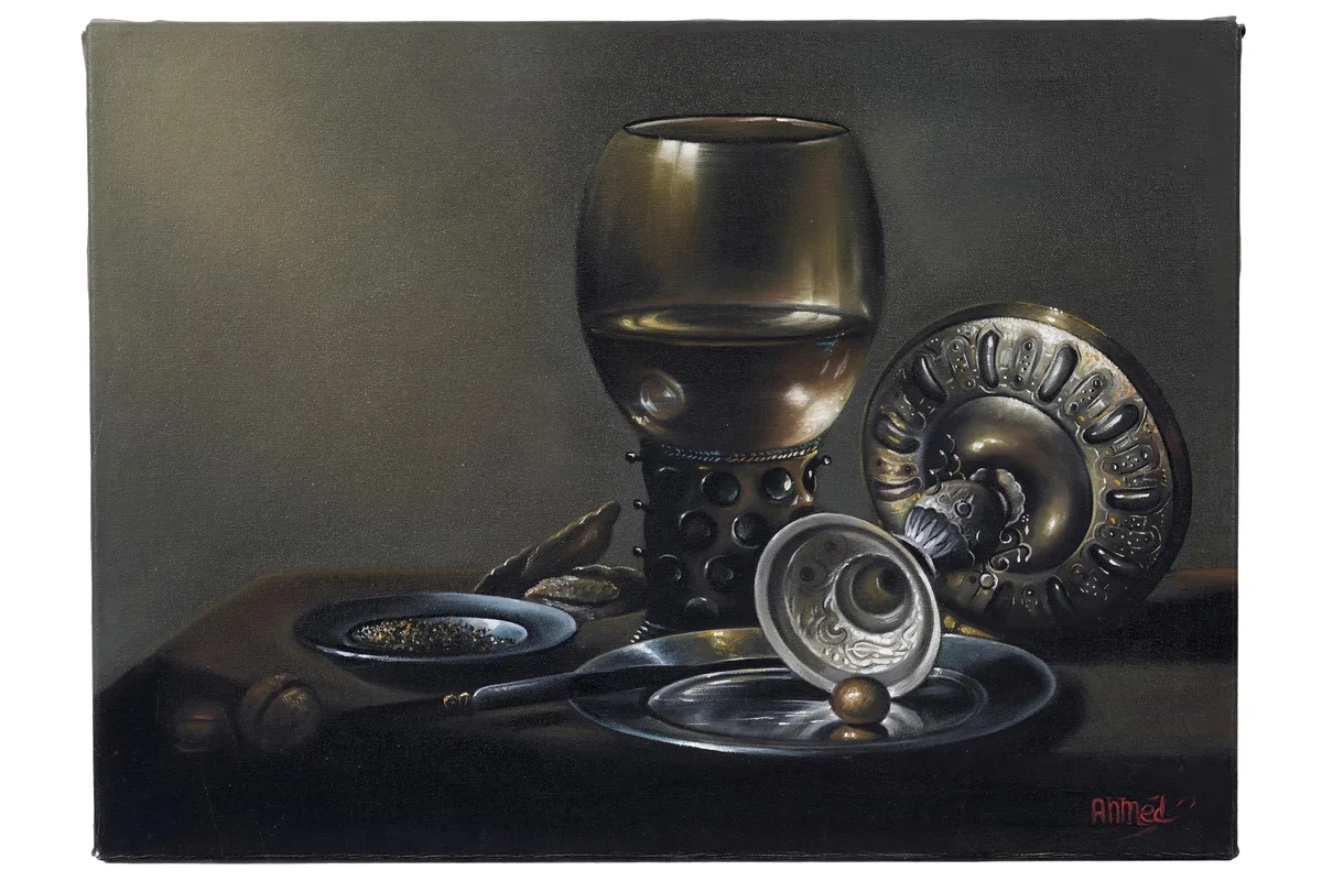 Anmed, Still Life with a Prunted Goblet, acrylic on canvas