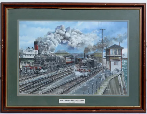 Arthur Gills, Stranraer Station, 1958, watercolour