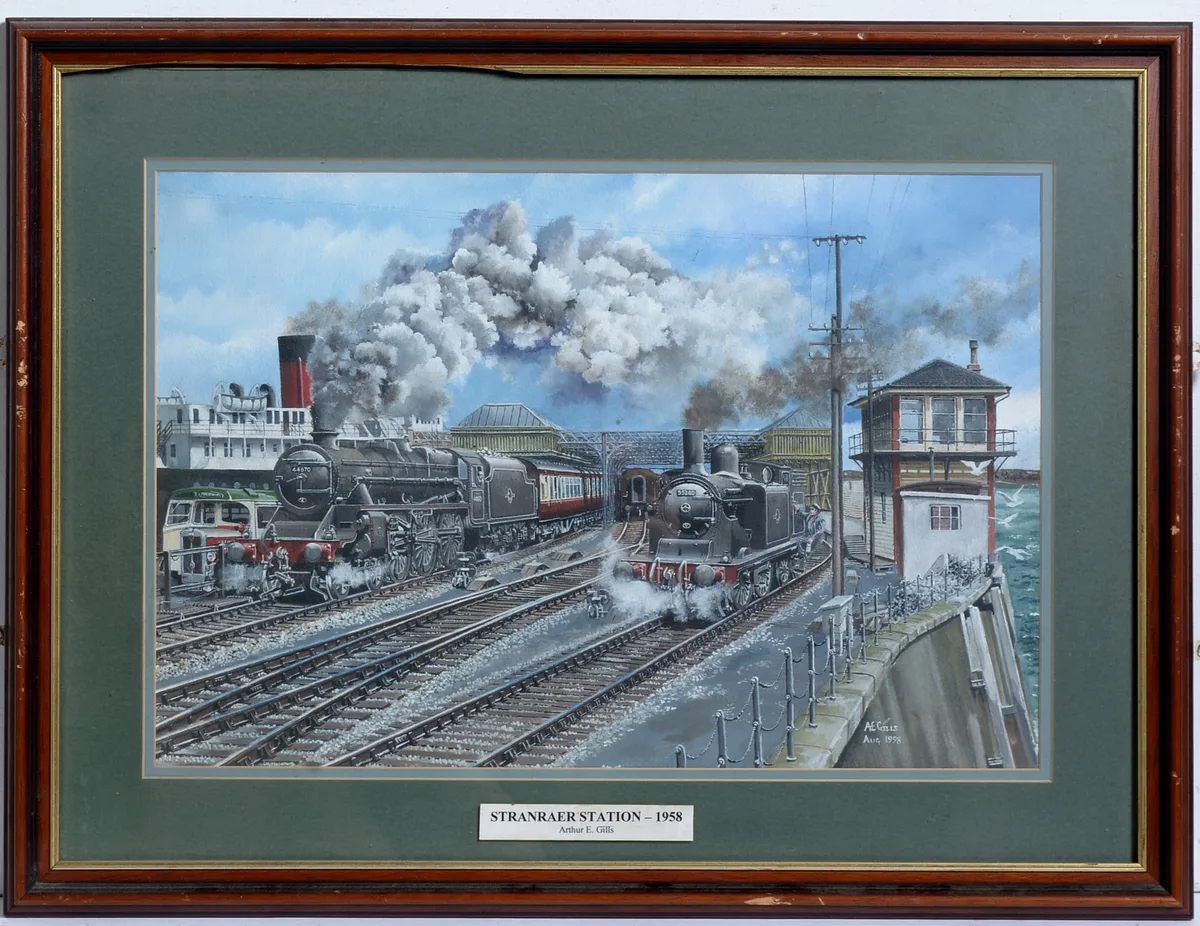 Arthur Gills, Stranraer Station, 1958, watercolour