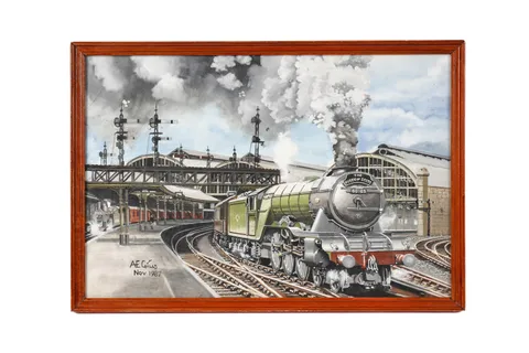 Arthur Gills, The Queen of Scots Locomotive, watercolour