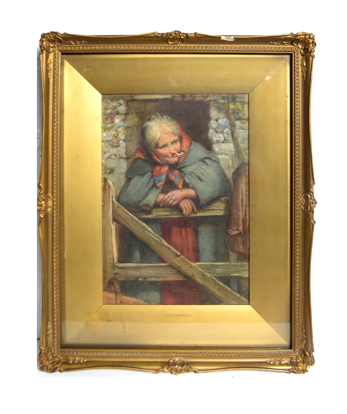 E. J. Fitzgerald, Passing the Time, watercolour