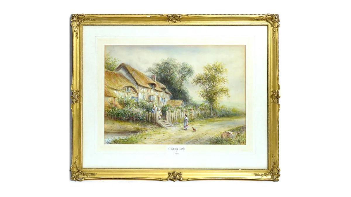 J. Morris, A Surrey Lane, watercolour