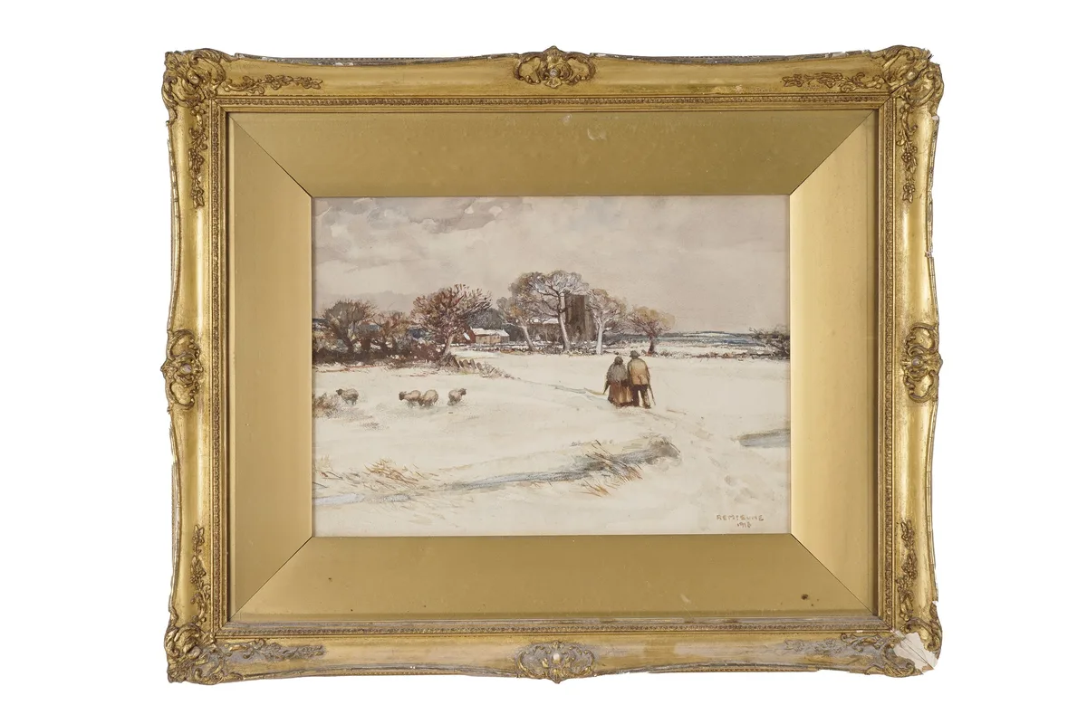 Remieune, A Winter Walk, watercolour