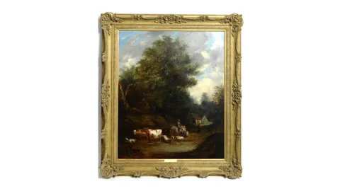 William Shayer, Traversing a Stream, oil on canvas