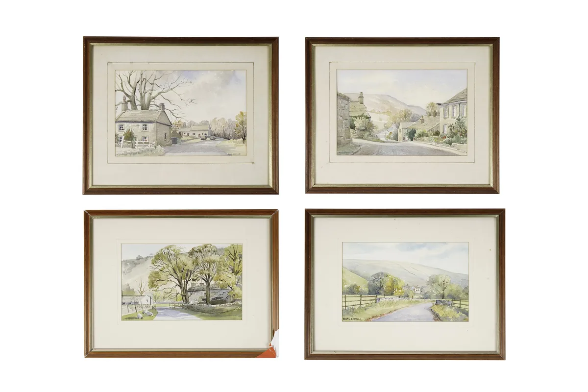 Diana Bromley, Four Yorkshire Landscape Views, watercolour