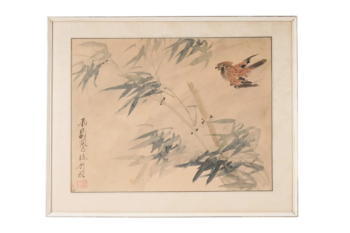 Jing Shan, A Bird and a Bough, brush ink