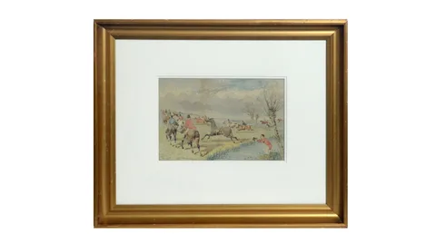 John Frederick Herring, Jr., An Unfortunate Dismount, watercolour
