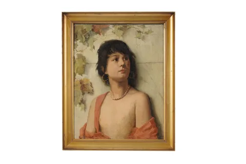 19th Century Continental, Portrait of a Young Girl with Gold Jewellery, oil on canvas