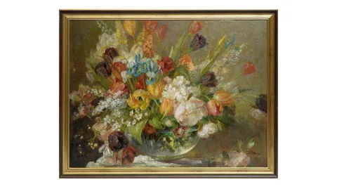 Thomas William Pattison, Spring Flowers, oil on board