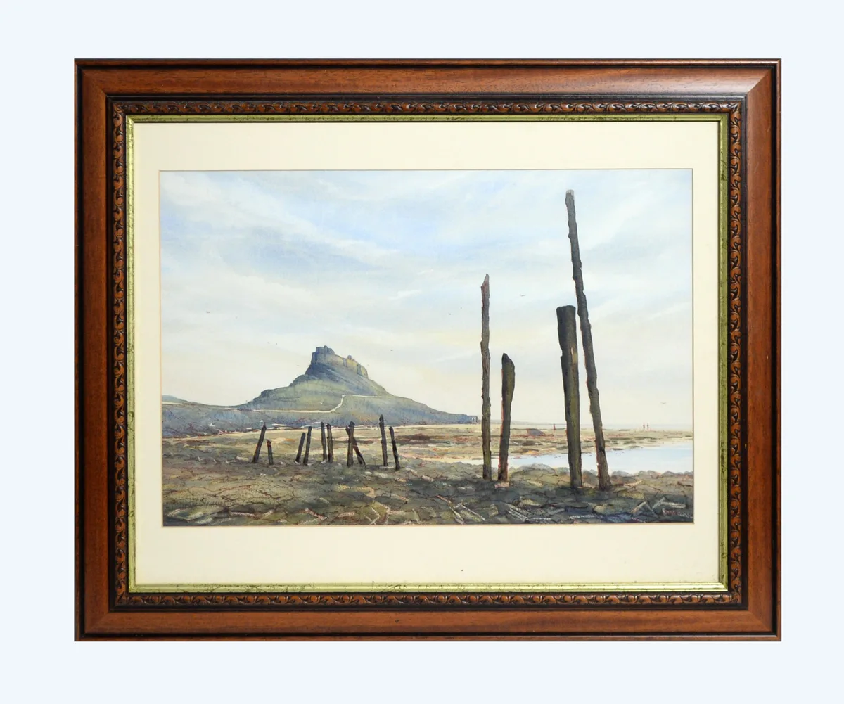 Lindisfarne Castle Holy Island by John Cartmel-Crossley, watercolour, sold Dec 2023