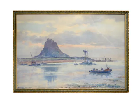 Frank Watson Wood, The 'Castle' Holy Island, watercolour