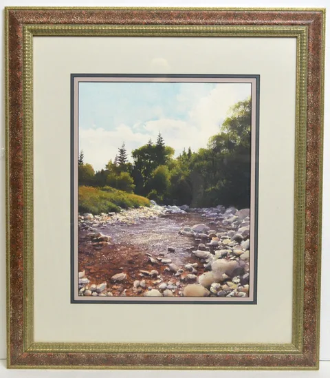 Richard Hobson, Sparkling Water and Stony Riverbed, watercolour