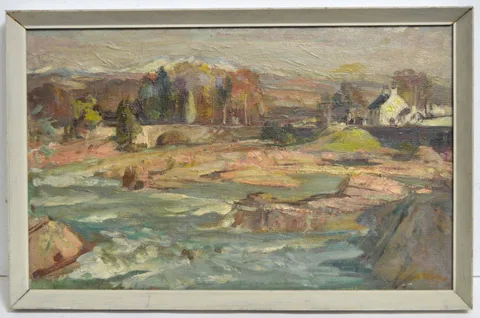 Thomas William Pattison, River and Rocks, and The Ebb and Flow of a River, oil on board
